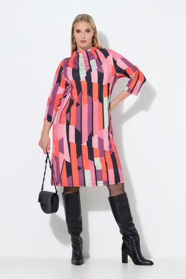 Ulla Popken 845794 Gemustertes Jerseykleid Rosa - Kleider - Kleider für jede Größe
