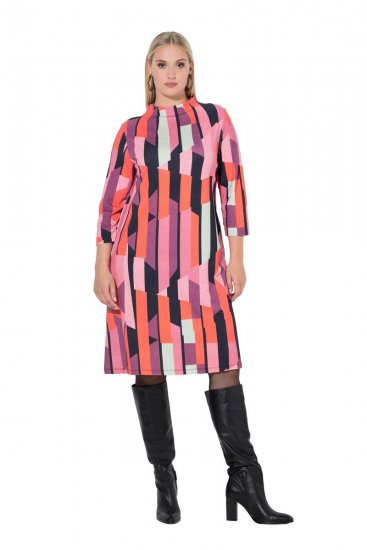 Ulla Popken 845794 Gemustertes Jerseykleid Rosa - Kleider - Kleider für jede Größe