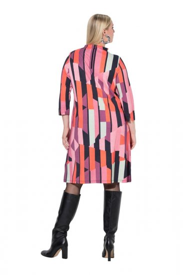 Ulla Popken 845794 Gemustertes Jerseykleid Rosa - Kleider - Kleider für jede Größe