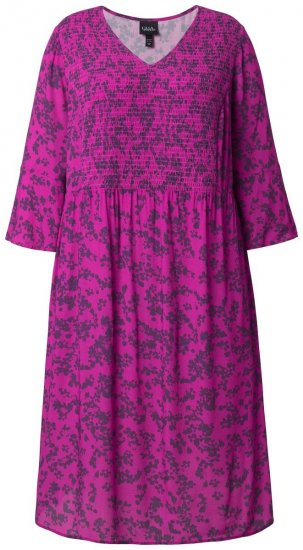 Ulla Popken 845825 Geblümtes Midikleid mit V-Ausschnitt Flieder - Midikleider - Midikleider in großen Größen