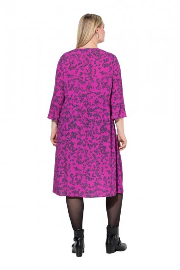 Ulla Popken 845825 Geblümtes Midikleid mit V-Ausschnitt Flieder - Midikleider - Midikleider in großen Größen