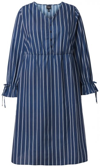 Ulla Popken 845863 Gestreiftes Kleid mit V-Ausschnitt Dunkelblau - Kleider - Kleider für jede Größe