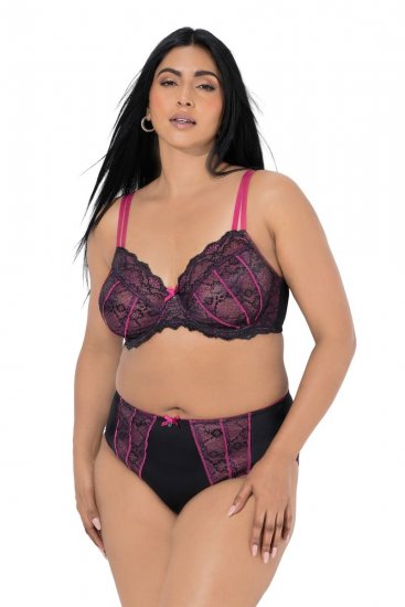 Ulla Popken 845885 Geblümte Slips mit Spitze Rosa - Slips - 