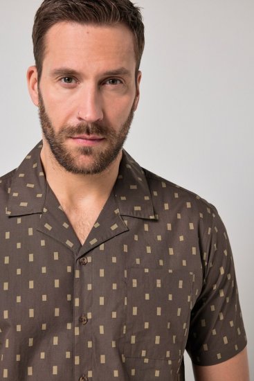 JP1880 Boxy Cuba Short Sleeve Shirt Brown - Herrenhemden - Herrenhemden in großen Größen