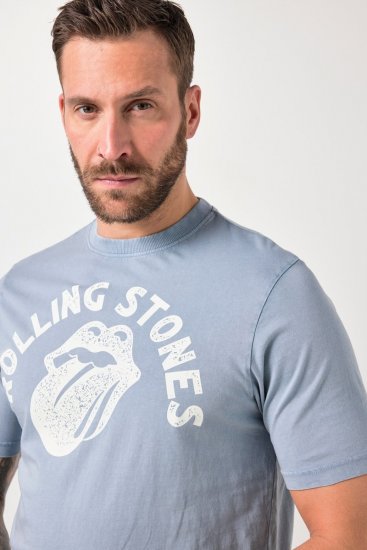 JP1880 846221 Rolling Stones Tongue T-Shirt Hellblau - Band-T-shirts - Band T-Shirts für große Größen