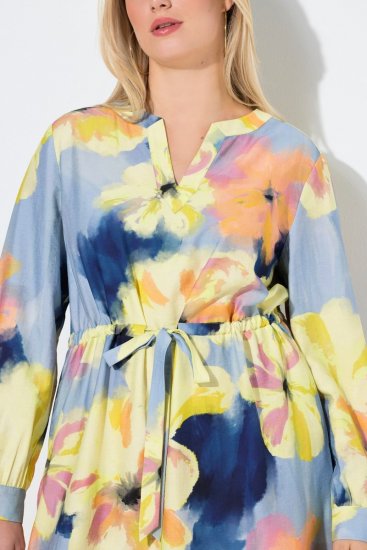 Ulla Popken 846330 Geblümtes Maxikleid Hellblau - Maxikleider - Große Größen: Lange Maxikleider