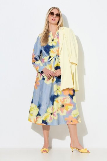 Ulla Popken 846330 Geblümtes Maxikleid Hellblau - Maxikleider - Große Größen: Lange Maxikleider