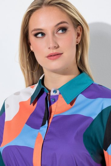 Ulla Popken 846351 Gemustertes Hemdblusenkleid Flieder - Midikleider - Midikleider in großen Größen