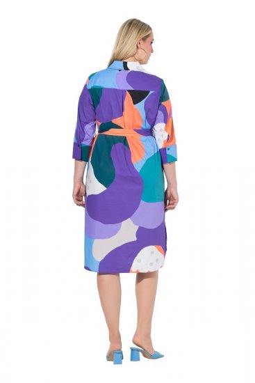 Ulla Popken 846351 Gemustertes Hemdblusenkleid Flieder - Midikleider - Midikleider in großen Größen