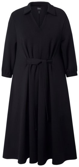 Ulla Popken 846373 Midikleid mit Bindegürtel Schwarz - Midikleider - Midikleider in großen Größen
