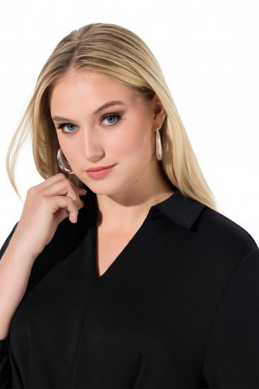 Ulla Popken 846373 Midikleid mit Bindegürtel Schwarz - Midikleider - Midikleider in großen Größen