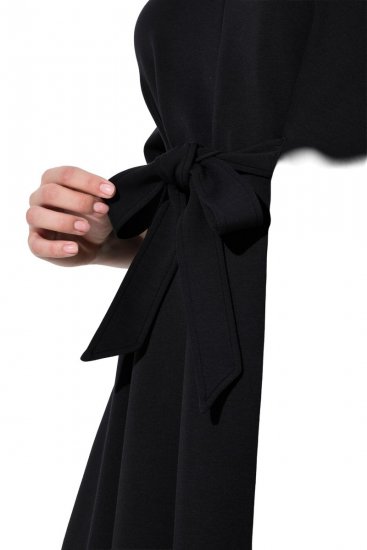 Ulla Popken 846373 Midikleid mit Bindegürtel Schwarz - Midikleider - Midikleider in großen Größen