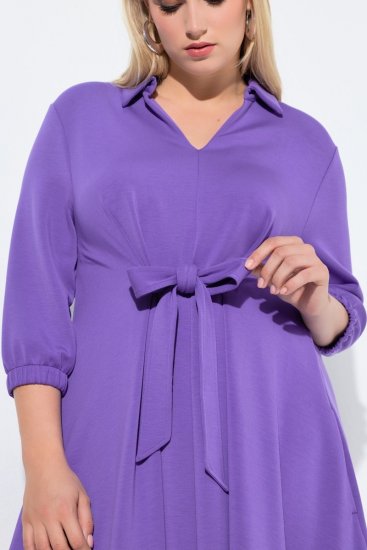 Ulla Popken 846373 Sweatkleid in A-Linie mit 3/4-Ärmeln Flieder - Kleider - Kleider für jede Größe