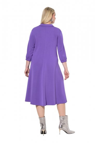 Ulla Popken 846373 Sweatkleid in A-Linie mit 3/4-Ärmeln Flieder - Kleider - Kleider für jede Größe