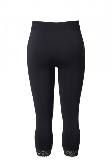 Ulla Popken 846491 3/4-Strumpfleggings mit Spitze Schwarz - Strumpfhosen & Socken - 