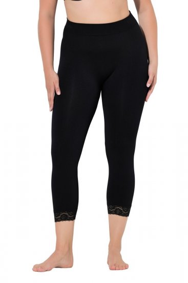 Ulla Popken 846491 3/4-Strumpfleggings mit Spitze Schwarz - Strumpfhosen & Socken - 