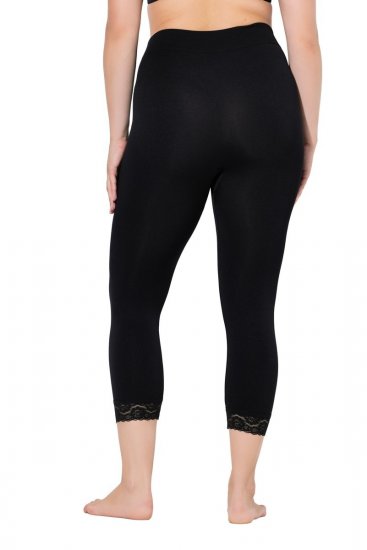 Ulla Popken 846491 3/4-Strumpfleggings mit Spitze Schwarz - Strumpfhosen & Socken - 