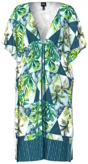 Ulla Popken 846493 Gemustertes Kleid Petrol - Kaftane - 