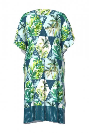 Ulla Popken 846493 Gemustertes Kleid Petrol - Kaftane - 