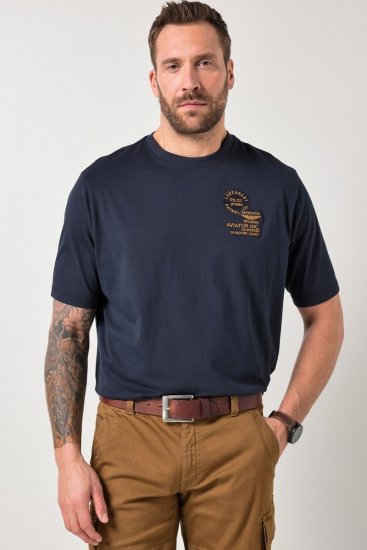 JP1880 846657 T-Shirt Bauchfit mit Badges Dunkelblau TALL - TALL T-shirts - Extra lange T-Shirts Herren