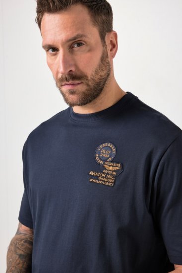 JP1880 846657 T-Shirt Bauchfit mit Badges Dunkelblau TALL - TALL T-shirts - Extra lange T-Shirts Herren