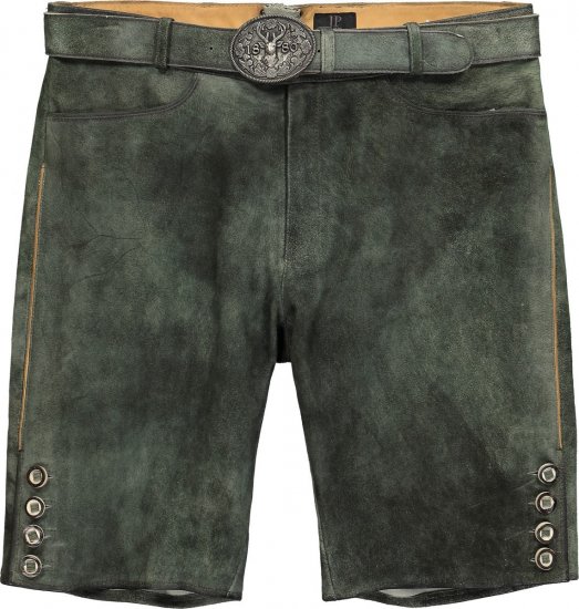 JP1880 846895 Bermudashorts aus Ziegenveloursleder Dunkeloliv - Herrenshorts - Herrenshorts in großen Größen