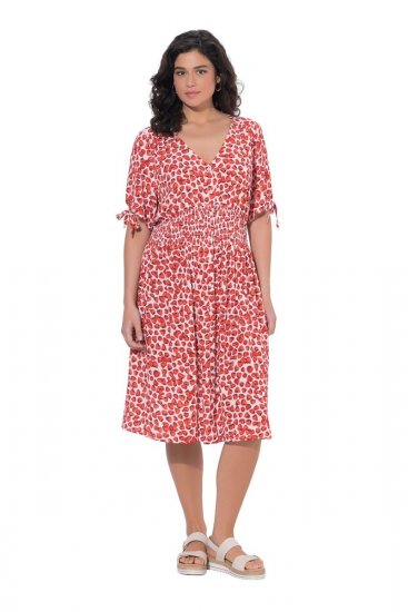 Ulla Popken 846912 Gemustertes Midikleid Koralle - Midikleider - Midikleider in großen Größen