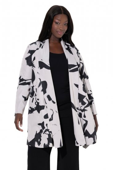 Ulla Popken 846923 Gemusterter Blazer mit Schalkragen Taupe - Blazer - Blazer für Frauen in Großgrößen