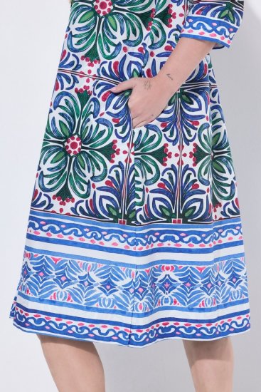 Ulla Popken 846952 Geblümtes Hemdblusenkleid Weiß - Midikleider - Midikleider in großen Größen