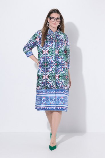 Ulla Popken 846952 Geblümtes Hemdblusenkleid Weiß - Midikleider - Midikleider in großen Größen