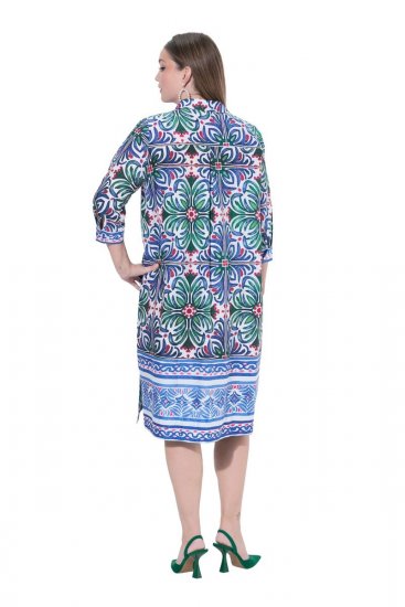 Ulla Popken 846952 Geblümtes Hemdblusenkleid Weiß - Midikleider - Midikleider in großen Größen