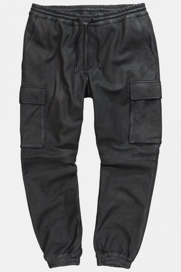 JP1880 847064 Cargohose aus Lammnappaleder Schwarz - Lederhosen für Herren in großen Größen - Lederhosen in großen Größen