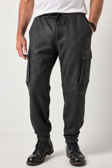 JP1880 847064 Cargohose aus Lammnappaleder Schwarz - Lederhosen für Herren in großen Größen - Lederhosen in großen Größen