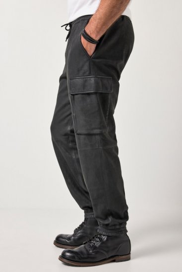 JP1880 847064 Cargohose aus Lammnappaleder Schwarz - Lederhosen für Herren in großen Größen - Lederhosen in großen Größen