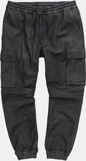JP1880 847064 Cargohose aus Lammnappaleder Schwarz - Lederhosen für Herren in großen Größen - Lederhosen in großen Größen