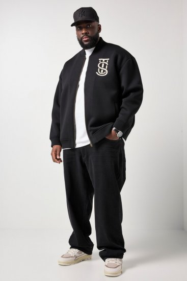 STHUGE 847083 Varsity-Jacke aus Scuba-Stoff Schwarz - Herren jacken - Herren Jacken in großen Größen