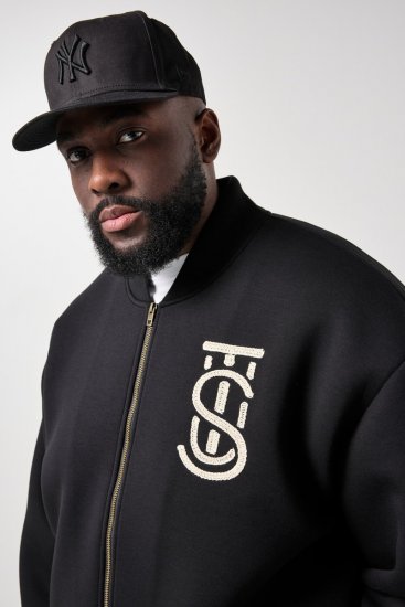 STHUGE 847083 Varsity-Jacke aus Scuba-Stoff Schwarz - Herren jacken - Herren Jacken in großen Größen