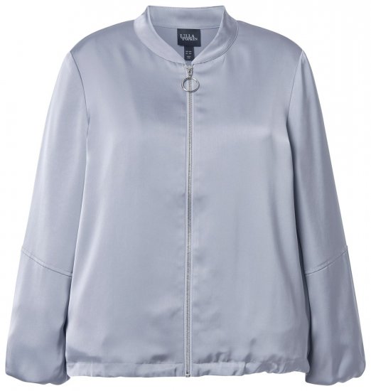 Ulla Popken 847191 Schimmernder Blouson mit College-Kragen Grau - Jacken - Große Jacken für Damen