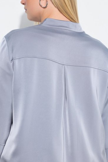 Ulla Popken 847191 Schimmernder Blouson mit College-Kragen Grau - Jacken - Große Jacken für Damen
