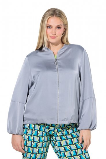 Ulla Popken 847191 Schimmernder Blouson mit College-Kragen Grau - Jacken - Große Jacken für Damen