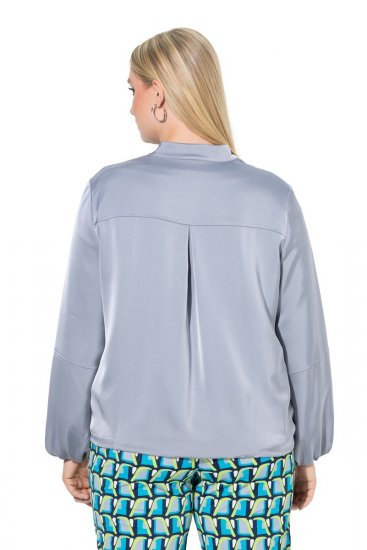 Ulla Popken 847191 Schimmernder Blouson mit College-Kragen Grau - Jacken - Große Jacken für Damen