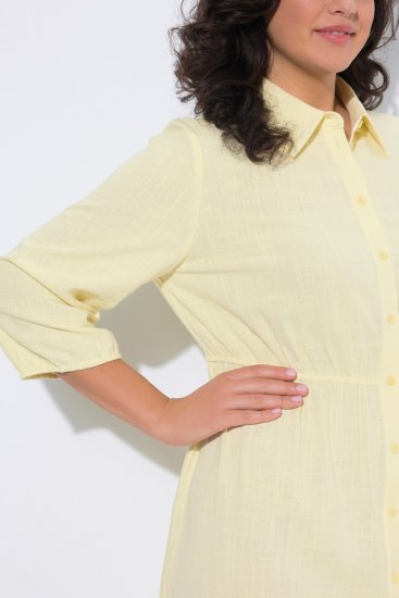 Ulla Popken 847224 Kleid aus Leinenmix Gelb - Sommerkleider - Große Größen: Leichte Sommerkleider