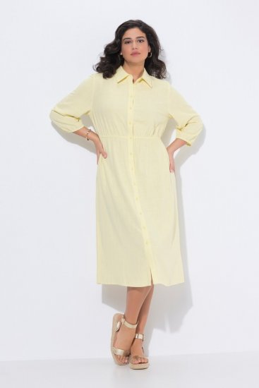 Ulla Popken 847224 Kleid aus Leinenmix Gelb - Sommerkleider - Große Größen: Leichte Sommerkleider