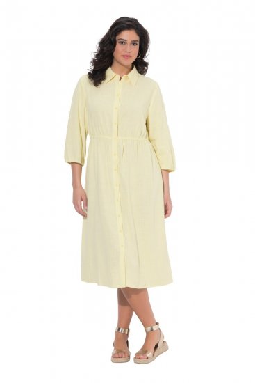 Ulla Popken 847224 Kleid aus Leinenmix Gelb - Sommerkleider - Große Größen: Leichte Sommerkleider