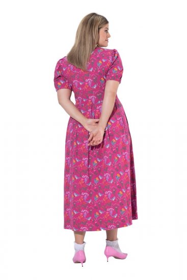 Ulla Popken 847409 Gemustertes Maxikleid Beerenrot - Maxikleider - Große Größen: Lange Maxikleider