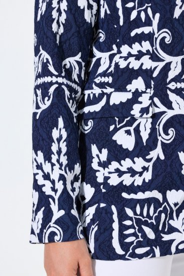 Ulla Popken 847586 Blazer aus floralem Jacquard Dunkelblau - Blazer - Blazer für Frauen in Großgrößen