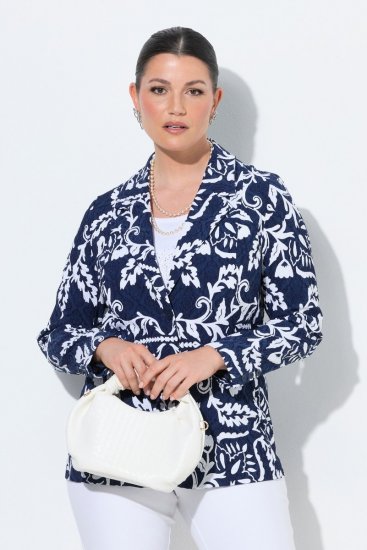 Ulla Popken 847586 Blazer aus floralem Jacquard Dunkelblau - Blazer - Blazer für Frauen in Großgrößen