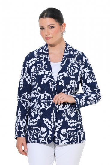 Ulla Popken 847586 Blazer aus floralem Jacquard Dunkelblau - Blazer - Blazer für Frauen in Großgrößen