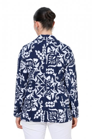 Ulla Popken 847586 Blazer aus floralem Jacquard Dunkelblau - Blazer - Blazer für Frauen in Großgrößen