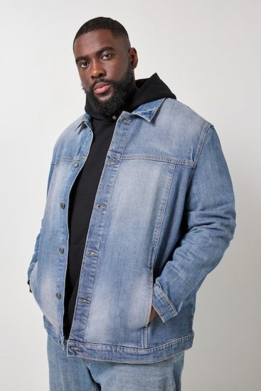 STHUGE 847739 Jeansjacke im Vintage-Look Hellblau - Herren jacken - Herren Jacken in großen Größen